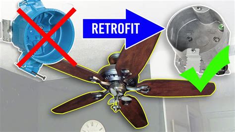 installing a ceiling fan junction box|ceiling fan retrofit junction box.